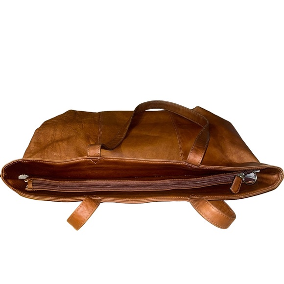 Vintage Boulder Ridge Full Grain Cowhide Leather Large Brown Tote Shoulder Bag - Picture 10 of 14